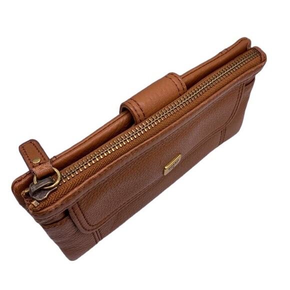 FOSSIL Emma Saddle Brown Soft Pebble Genuine Leather Bi-fold Wallet Clutch - Picture 5 of 10